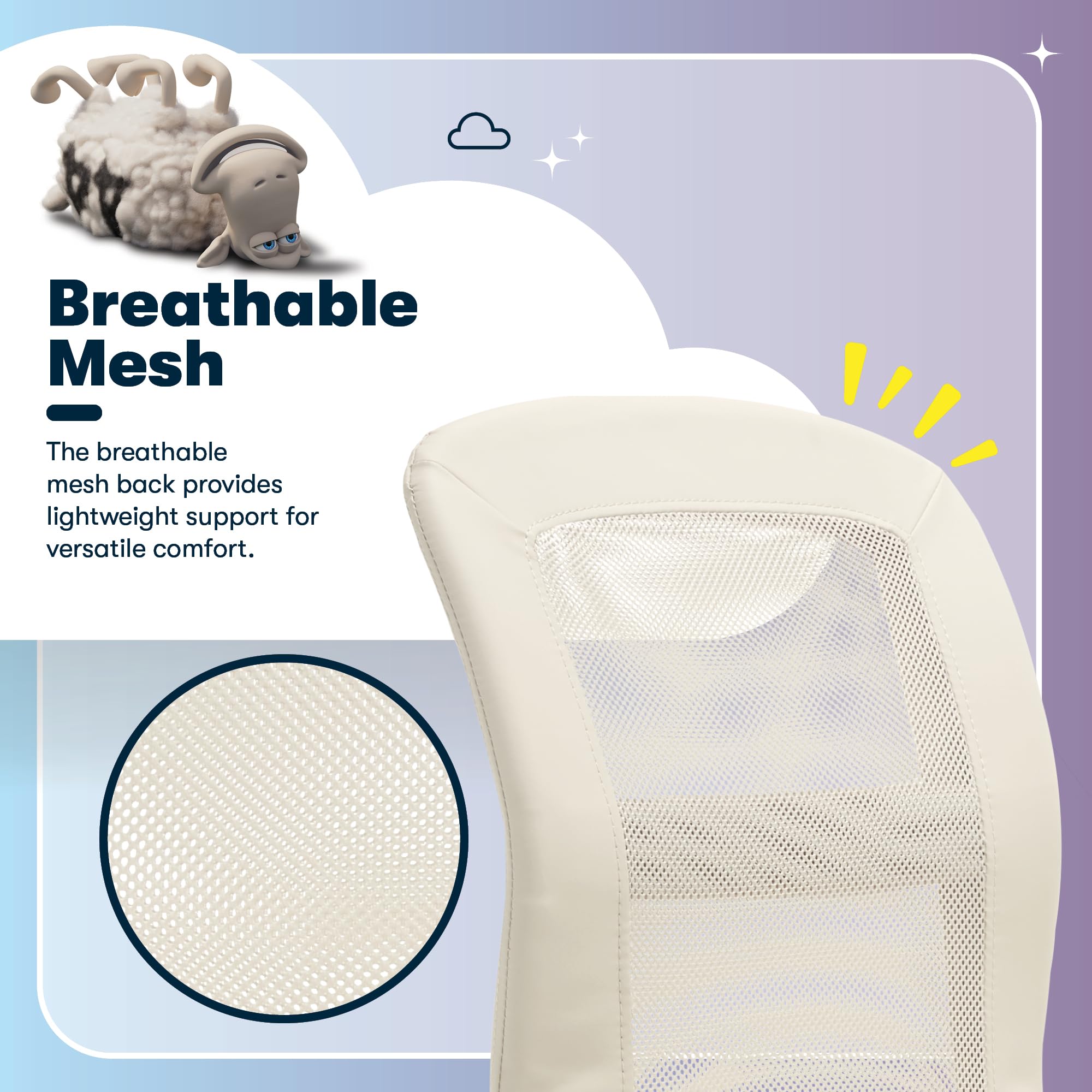Serta Essentials Computer Chair, Inspiration Cream Faux Leather and Mesh