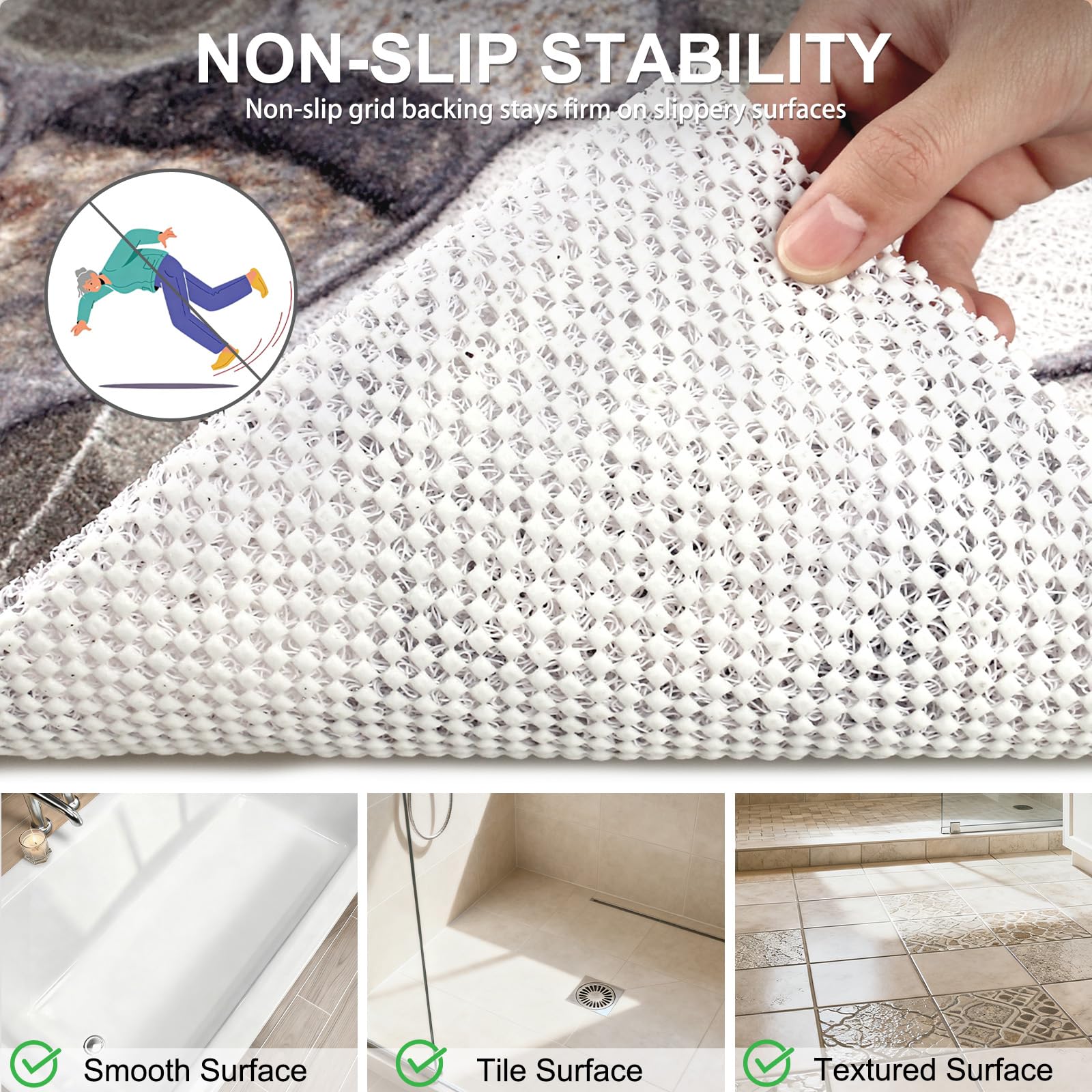 Shower Mat Non Slip : Square Shower Mats for Inside Shower - Loofah Shower Mat for Elderly- Anti Mould Bath Mat for Inside Bath