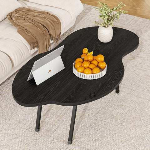 SOLACECASA Modern Folding Coffee Table Cloud Black Low Table Floor Desk
