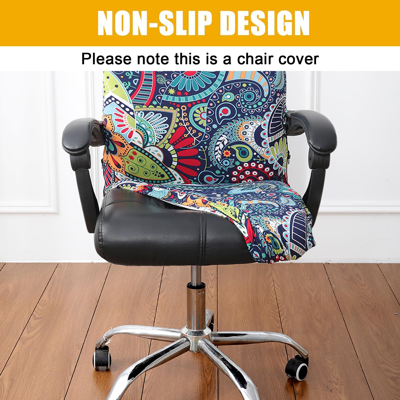 smiry Stretch Printed Computer Office Chair Covers, Soft Fit Universal Desk Rotating Chair Slipcovers