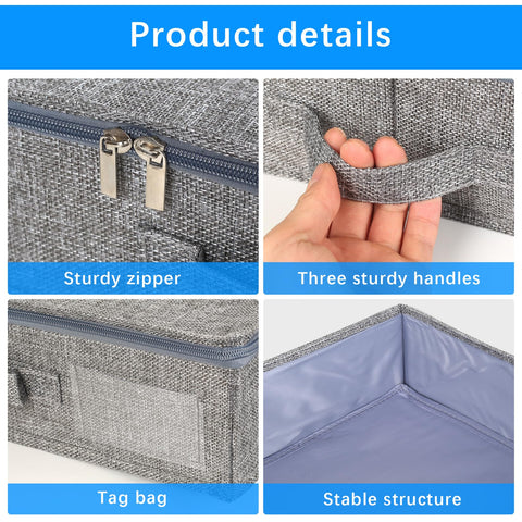 FengFution 2 Pcs Under Bed Storage Box with Lid, Foldable Shallow Underbed Storage Bags Box with Zips & Handle for Clothes Duvets Blanket Bedding