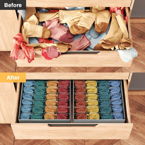 DIMJ Underwear Organiser - 24 Cell Drawer Dividers for Clothes, Set of 2