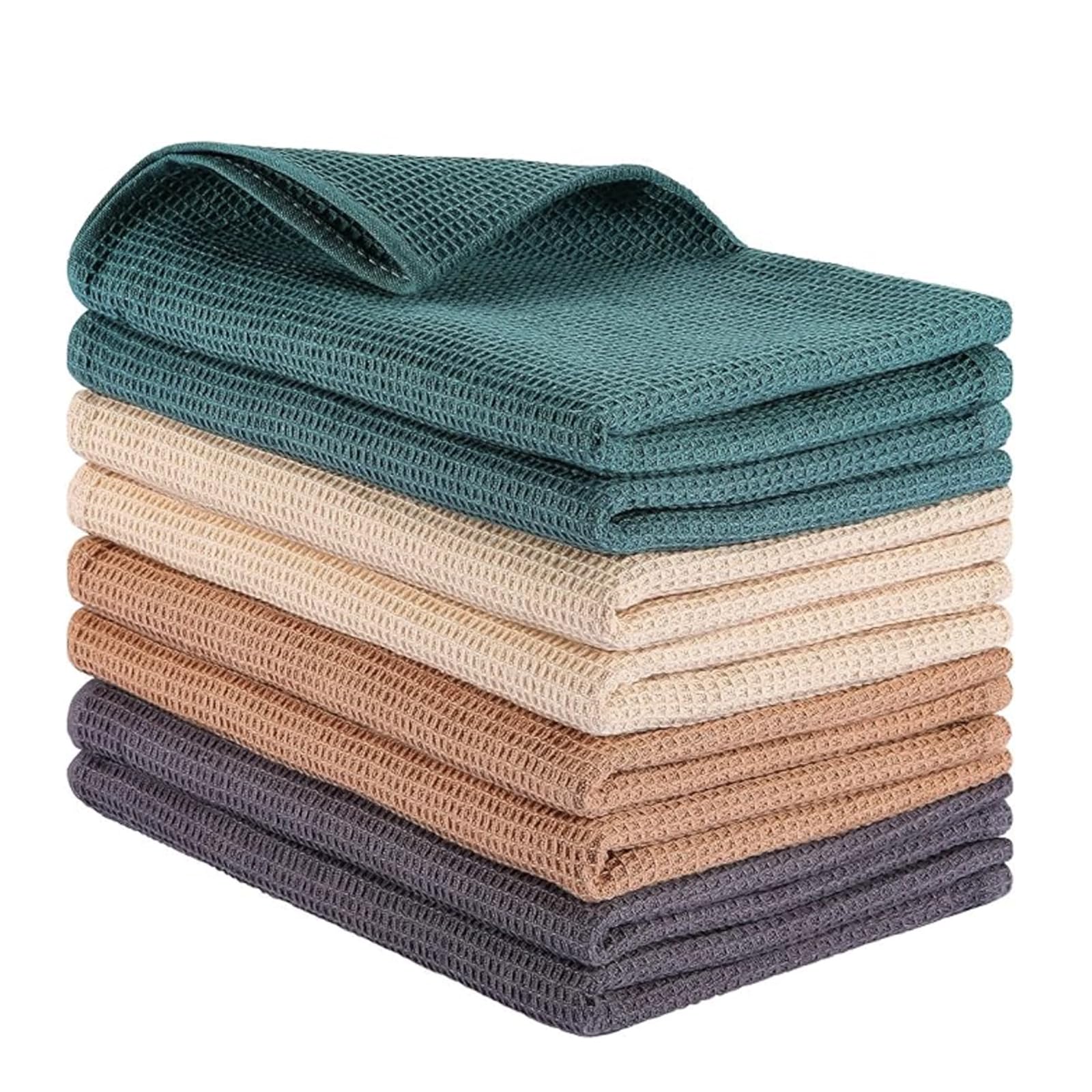 PY HOME & SPORTS 8 Pack Cotton Waffle Weave Kitchen Towels 17 x 25, Super Absorbent Kitchen Hand Dish Cloths for Drying and Cleaning
