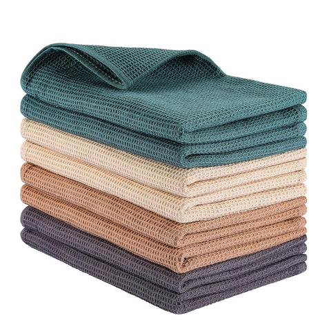 PY HOME & SPORTS 8 Pack Cotton Waffle Weave Kitchen Towels 17 x 25, Super Absorbent Kitchen Hand Dish Cloths for Drying and Cleaning