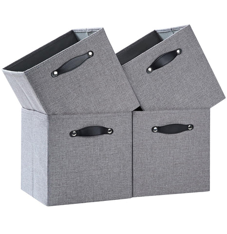 FABINADO Storage Boxes Fit KALLAX | 260g/㎡ Fabric Cubby Organizer Basket for Bookshelf, Closet, Wardrobe | Cube Unit Drawer Insert | 4 Pack, Dim Grey