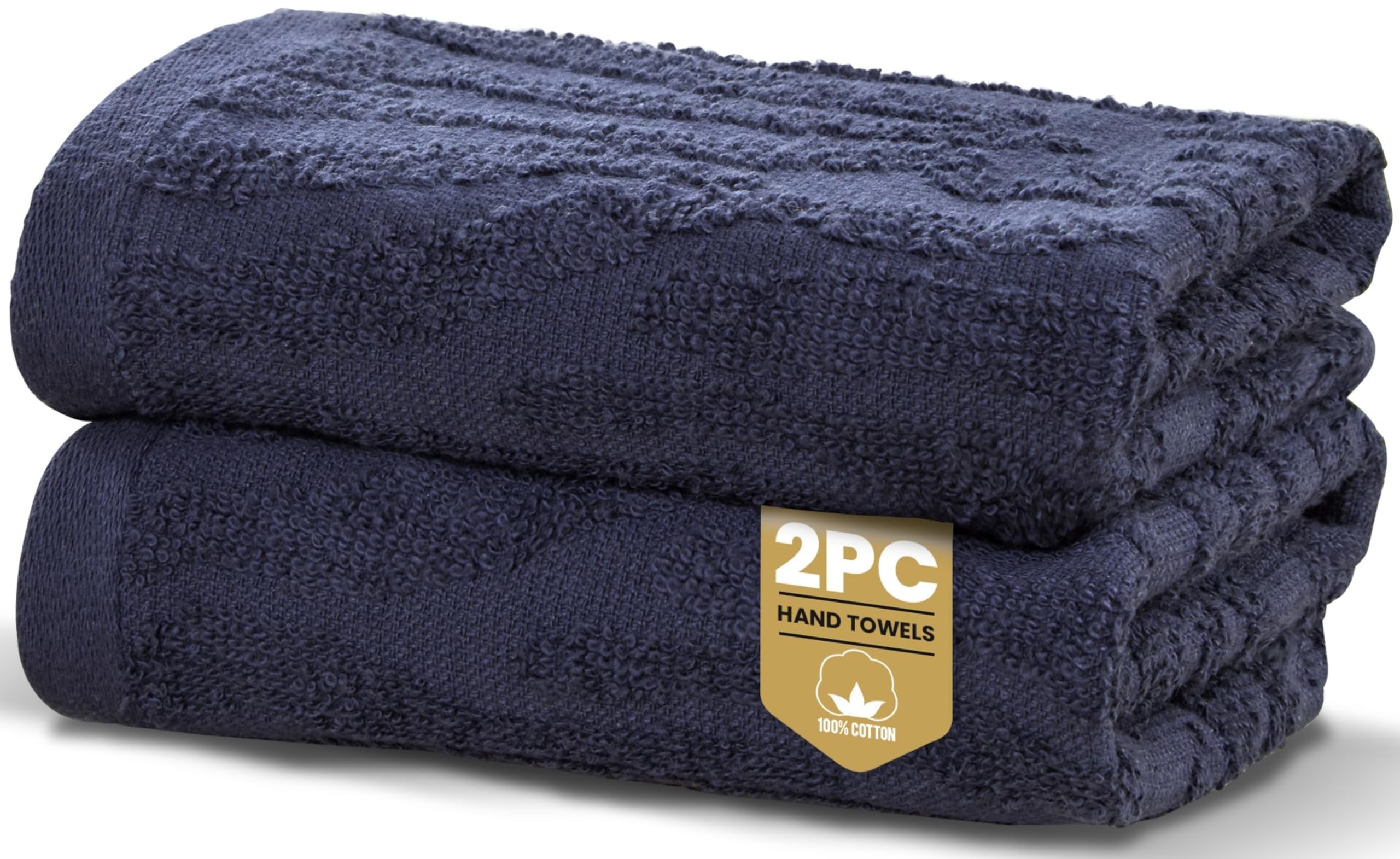 Rapport Home 2-Pack Safari Hand Towels | Midnight Blue | 50x85cm 100% Cotton 500GSM | Absorbent & Soft Bathroom Towel Set | Oeko-Tex Certified