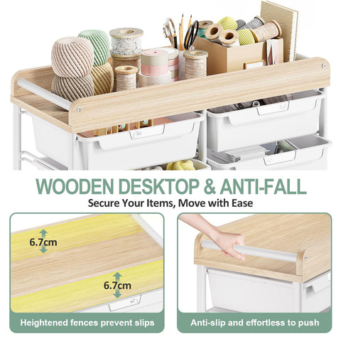 10-Drawer Craft Organizer Trolley Cart, White