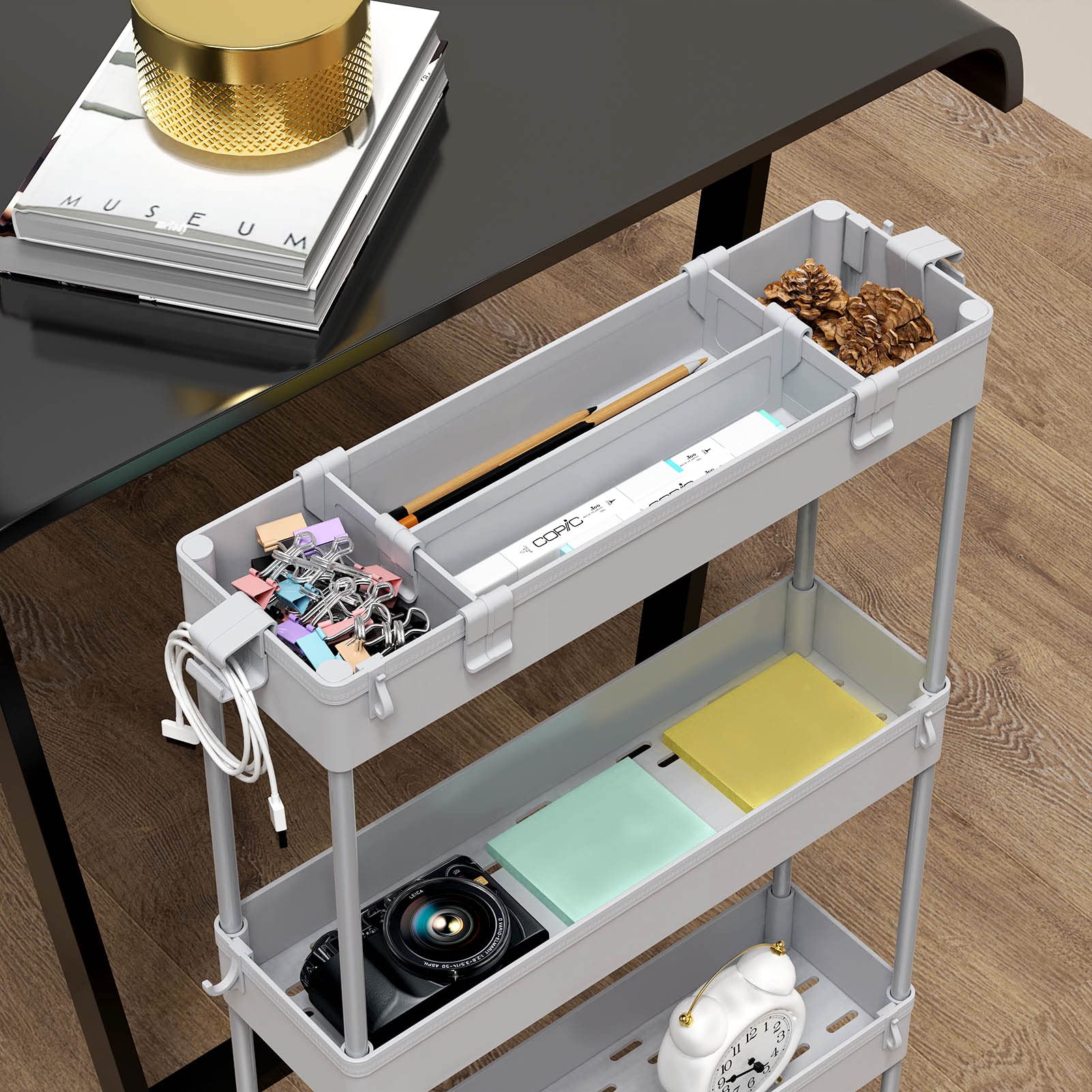 SAKA Slim Storage Cart,4 Tier Bathroom Rolling Utility Cart Storage Organizer Slide Out Cart