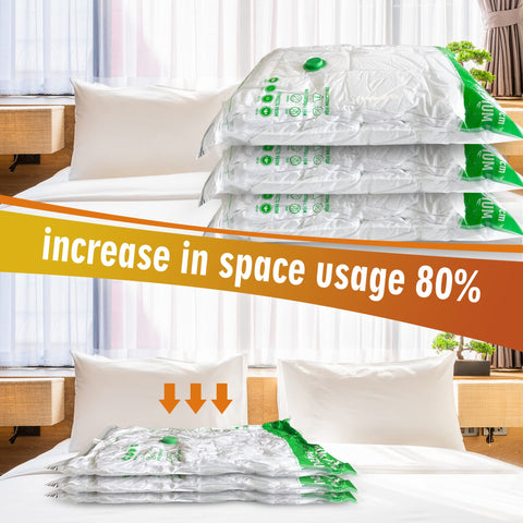 STORAGE MASTER Space Saver Bags for Travel and Home Reusable Vacuum Storage Bags Save 80% More Storage Space Work with Vacuum Cleaner