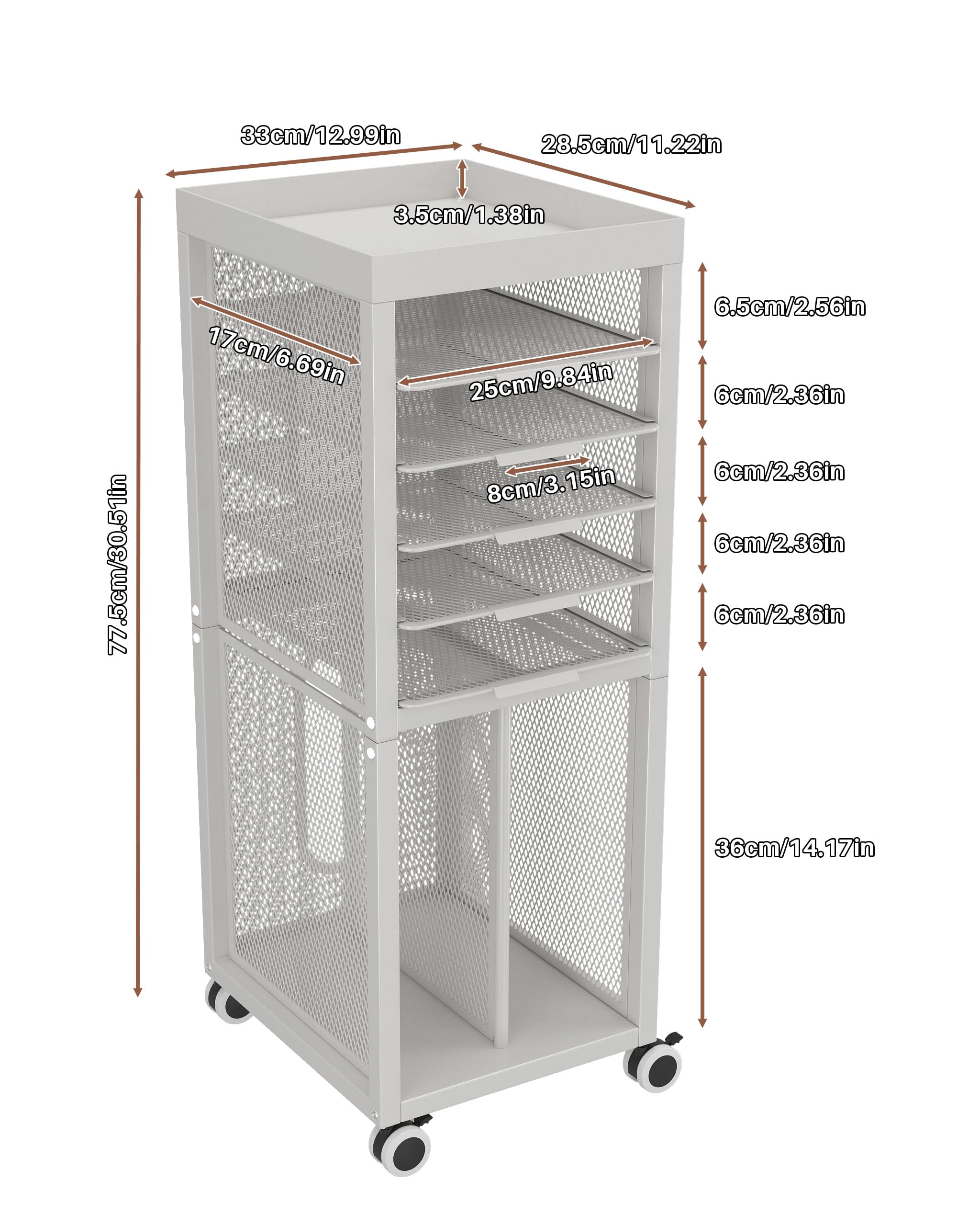 Noskox Rolling File Cart,Mobile Bookshelf with Wheels