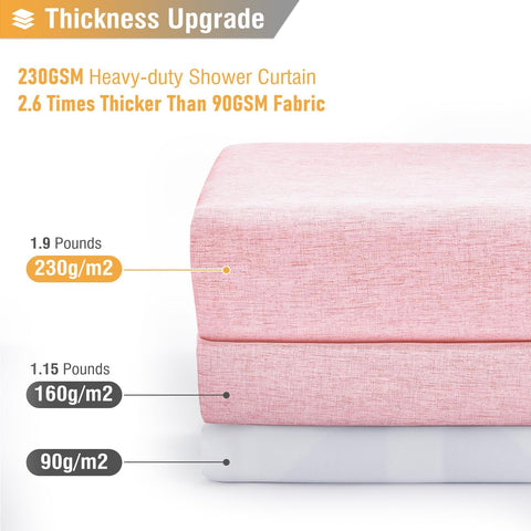 BTTN Extra Long Linen Look Shower Curtain, Waterproof, 182x244cm, Pink