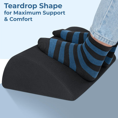 Foot Rest Under Desk Cushion - Teardrop Curve Design - Ergonomic Pad for Extra Leg, Back and Seat Support - Breathable Mesh Cover - Non-Slip Bottom
