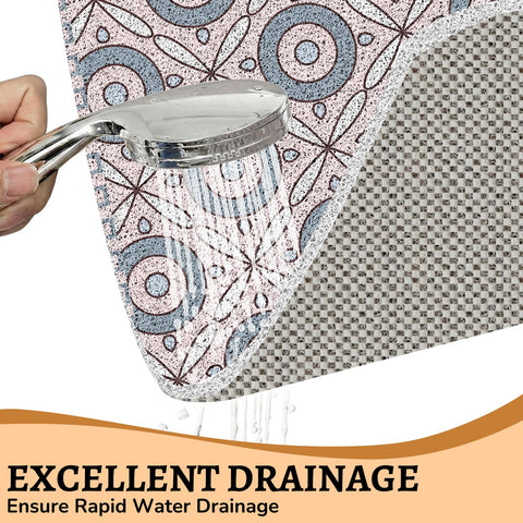 Quick Dry Large Square Shower Mat Non Slip 80x80 CM, Anti Mould PVC Loofah Bath Mat for Bathroom Floor & Wet Room