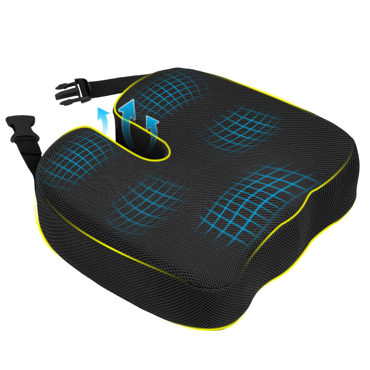 Yotako Car Seat Cushion - Memory Foam Height Booster for Driving Office Chair, Ergonomic Coccyx Cushion for Sciatica, Tailbone & Back Pain Relief