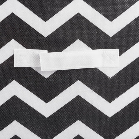 DII Non Woven Polyester Storage Bin, Chevron, Black, Small Set of 2