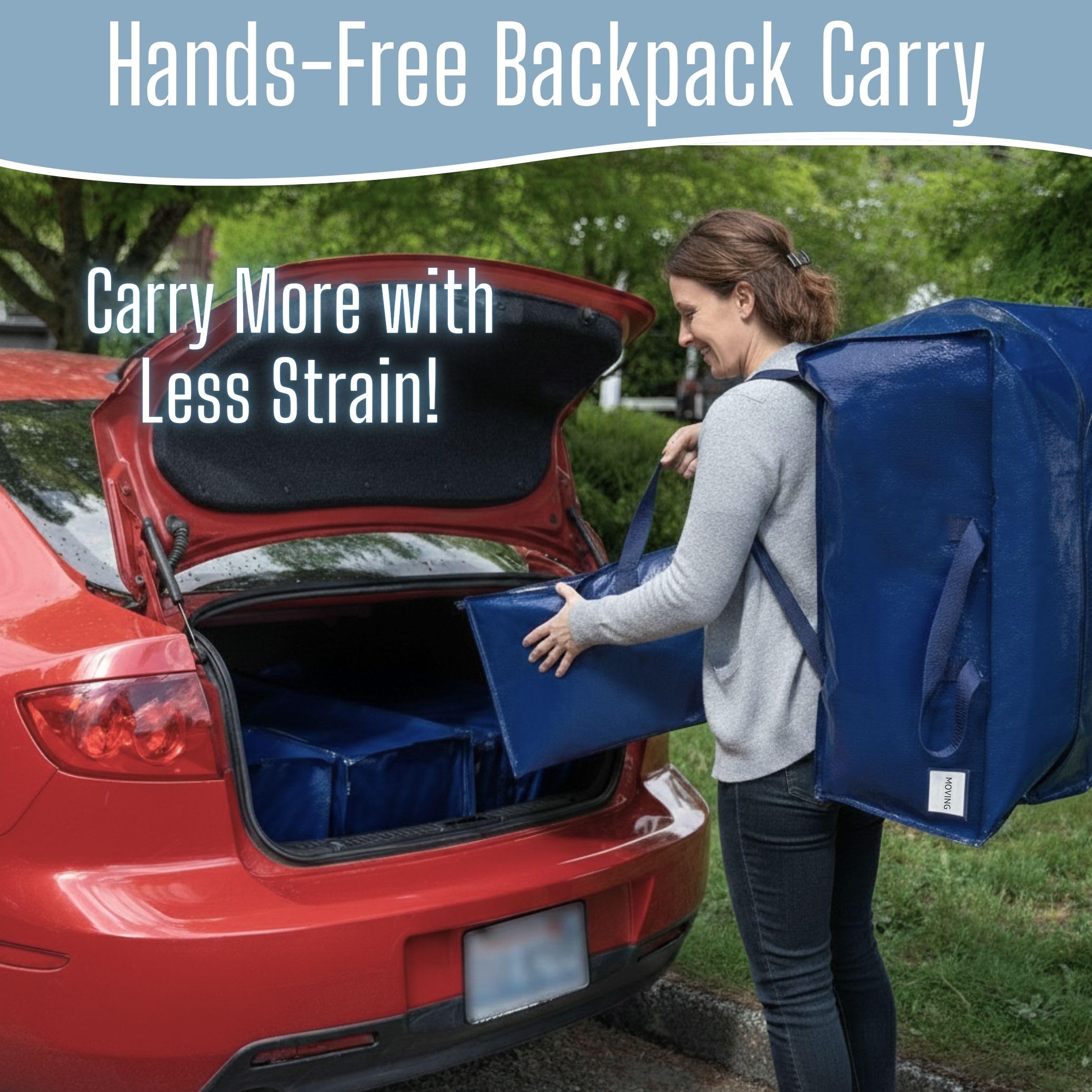 VENO 6 Pack Moving Bags Heavy-Duty Extra Large W/Backpack Straps, Moving House Essentials, Strong Handles & Zips, Clothes Storage, Packing