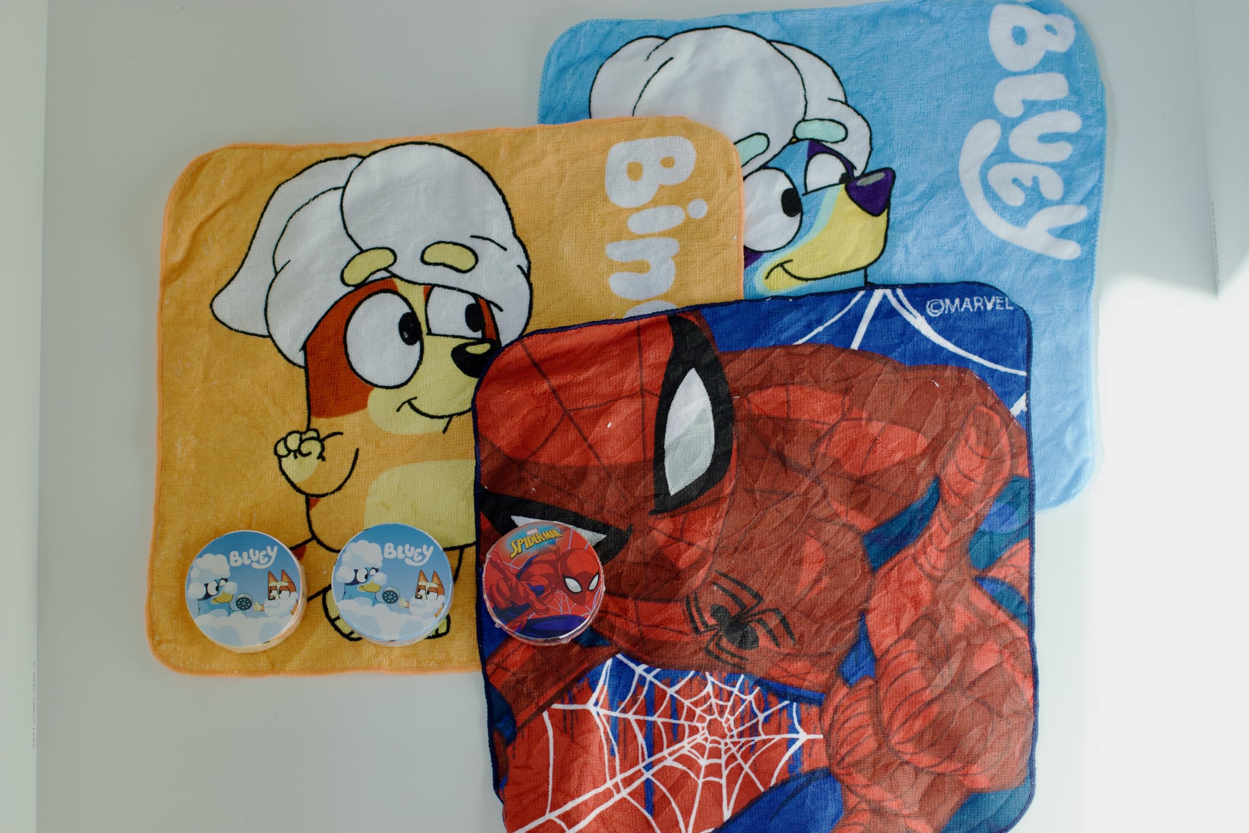 Lex's Linens Bluey & Spidey 3 Pack Magic Face Cloth