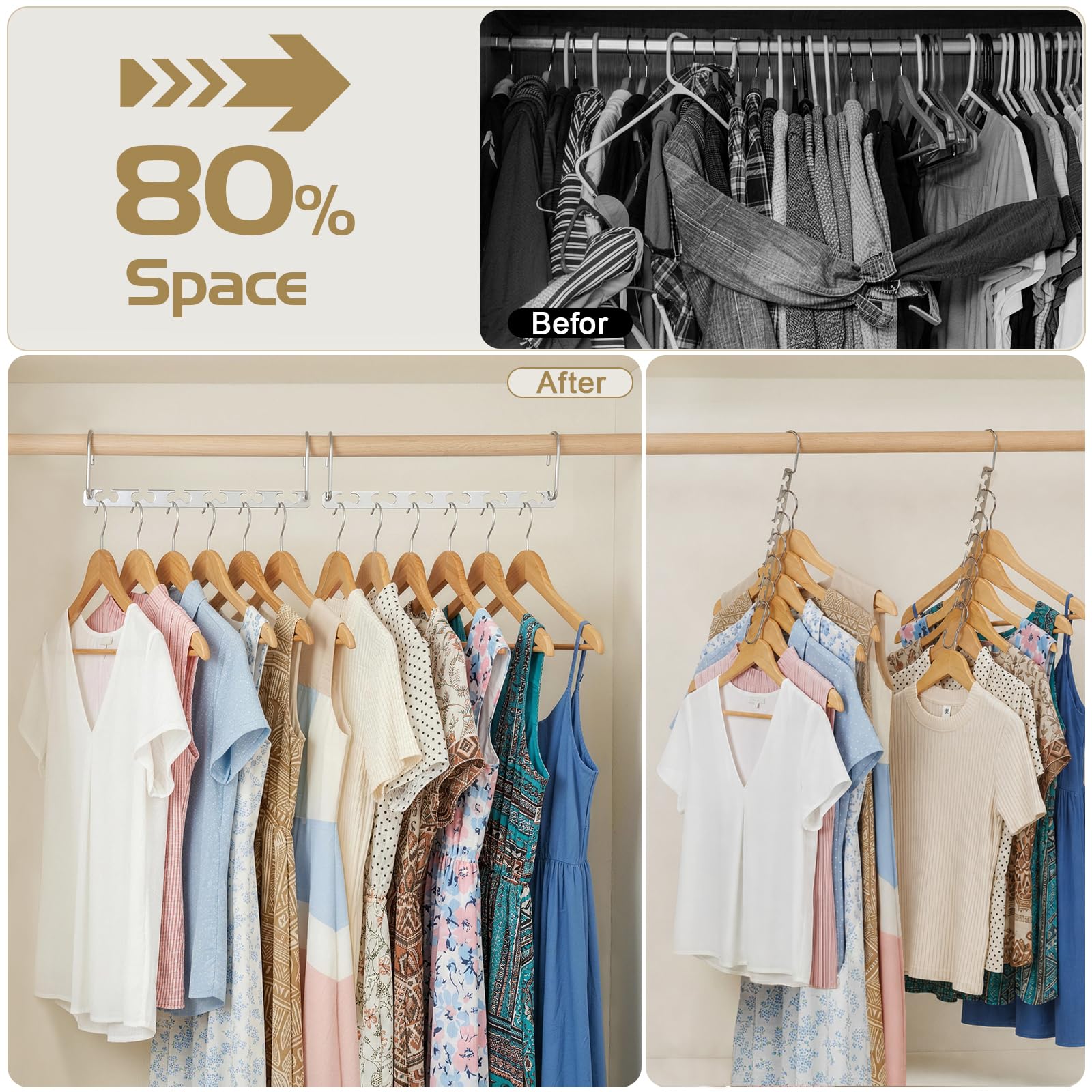 HOUSE DAY Space Saving Magic Hangers Pack of 20 Magic Hangers Metal Hanger Oragnizer Closet Space Saver Hangers