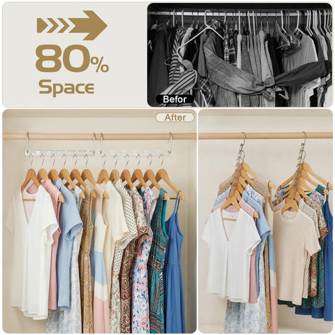 HOUSE DAY Space Saving Magic Hangers Pack of 20 Magic Hangers Metal Hanger Oragnizer Closet Space Saver Hangers