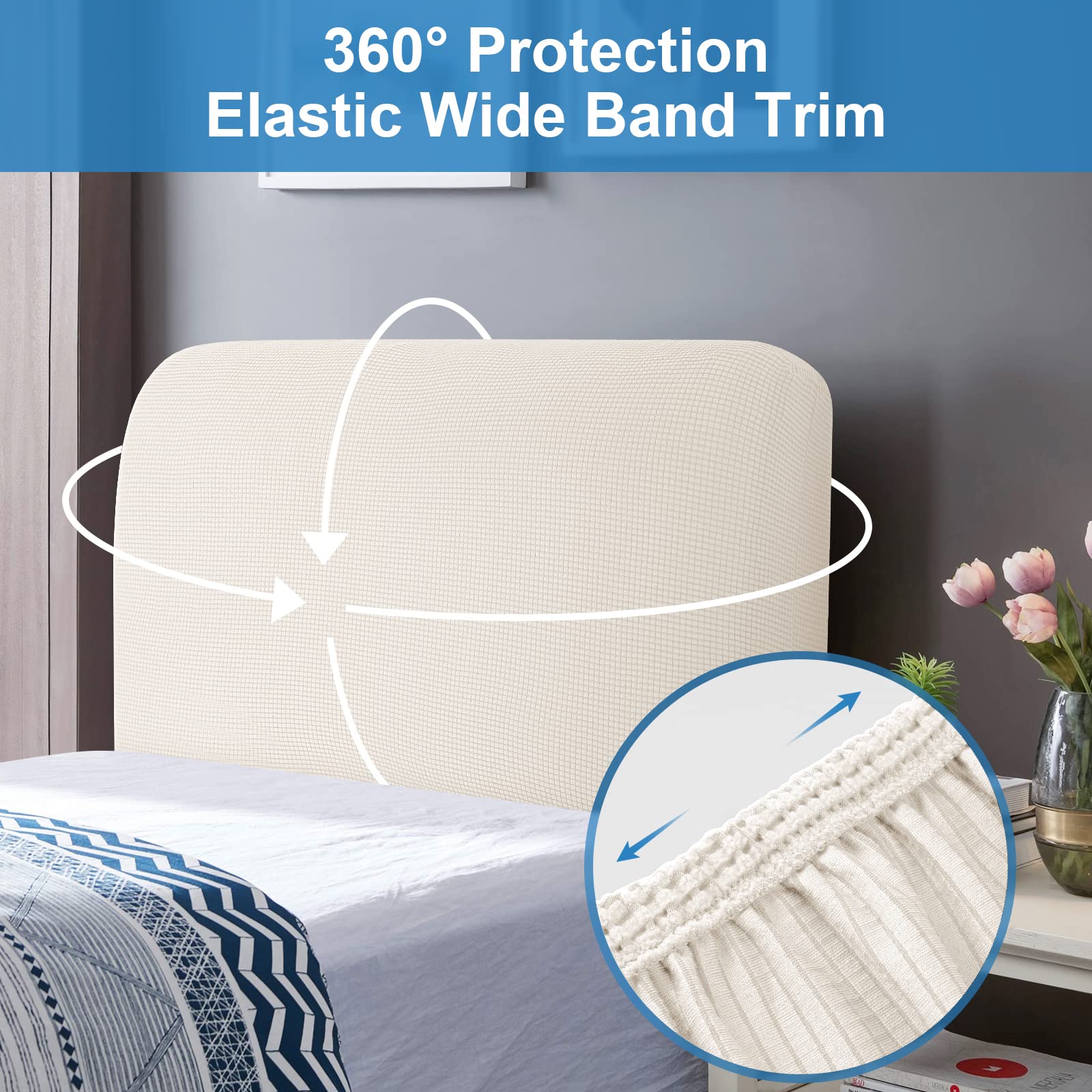 TAOCOCO Bed Headboard Covers Double Headboard Covers, Spandex Jacquard Elastic Headboard Protection