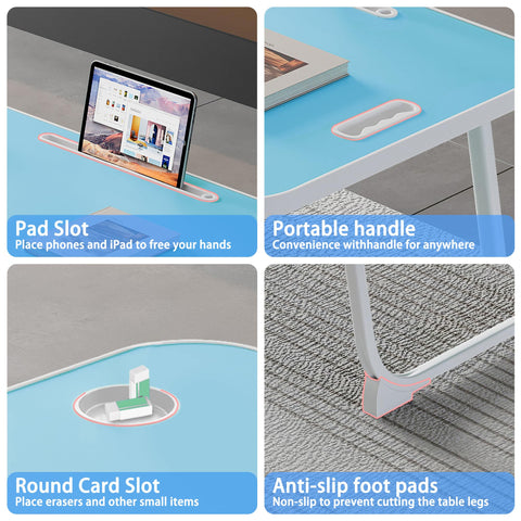 Laptop Bed Desk, Lap Desk Breakfast Tray Table for Home and Office,Eating, Reading, Writing on Bed, Sofa,Laptop Stand for Bed (Blue)