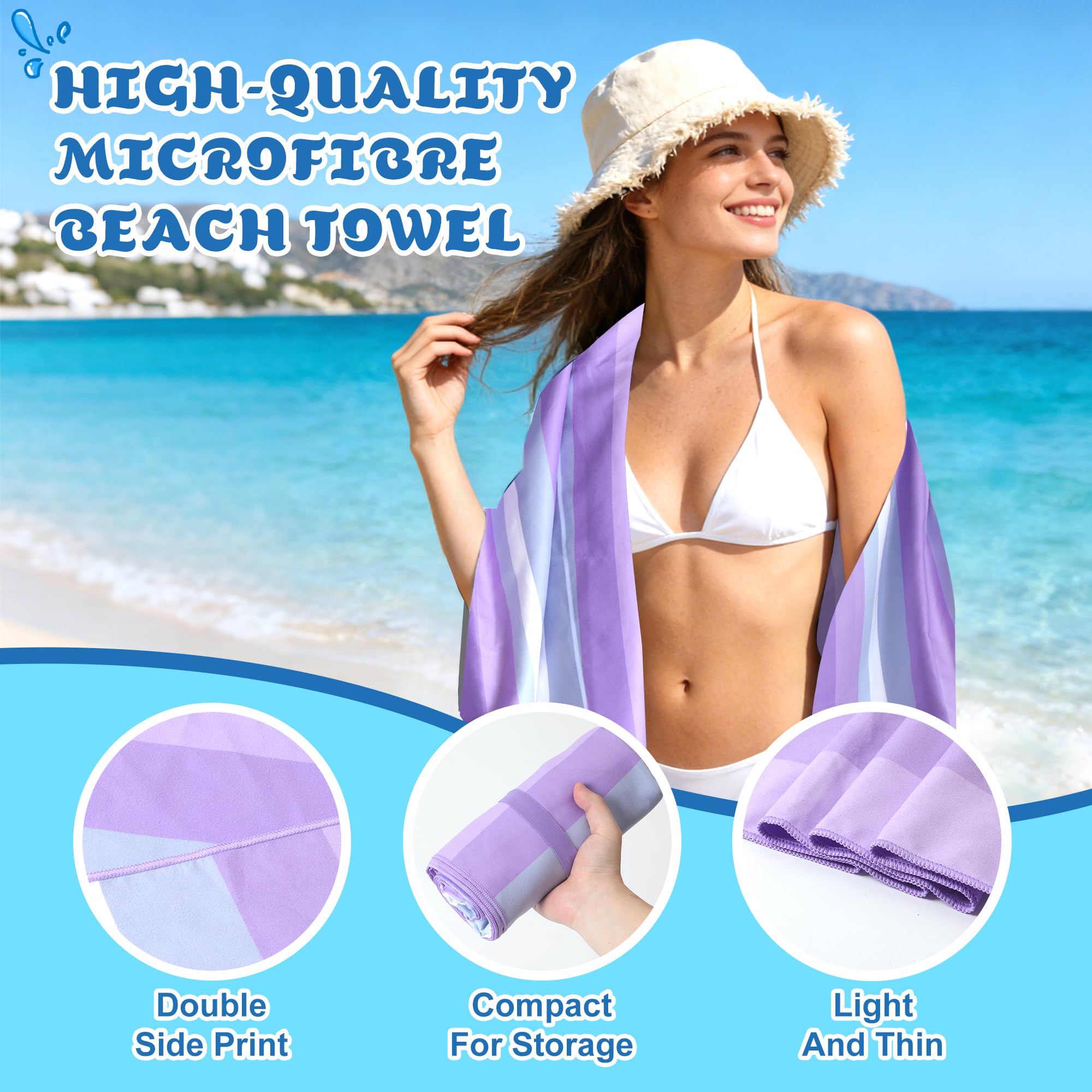 Anavasi Microfibre Beach Towels for Adults, 1 Pack 180 x 90cm 100% Recycled