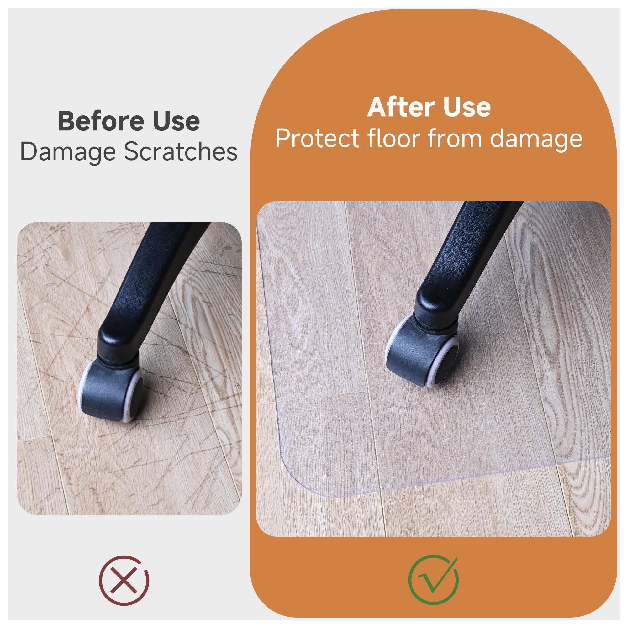 HOMEK Office Chair Mat for Hardwood Floor