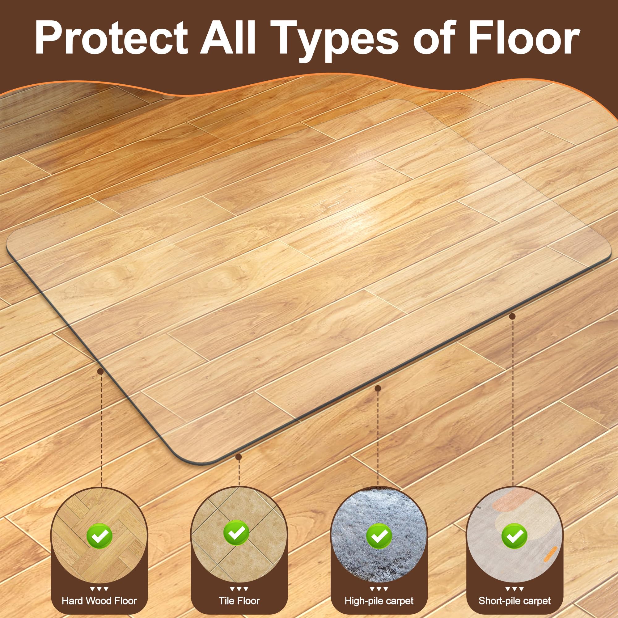 [Upgraded Version] Office Chair Mat for Carpet, 90cm x 120" - 3.5mm Thick Premium Chair Mats Hard Floor,Odorless
