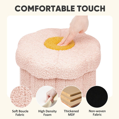 PINPLUS Small Folding Storage Ottoman with Lid, 32x32x29 cm, Pink