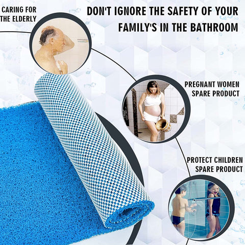 Bingobang Bath Mats Non Slip,Shower Mat Rubber 60x40cm,Extra Soft Anti-Mould, Machine-Washable,For Bathroom Floor,Bathtub(Blue)