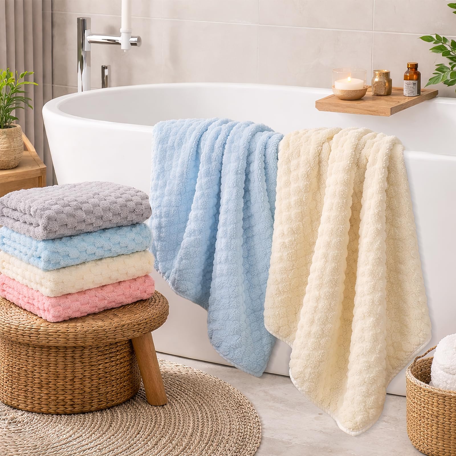 JTKDG 4 Pack Microfiber Bath Towels Large 140 x 70cm Super Absorbent Shower Towels Quick Dry Luxury Towel Set for Bathroom Daily Use Spa Gym Beach