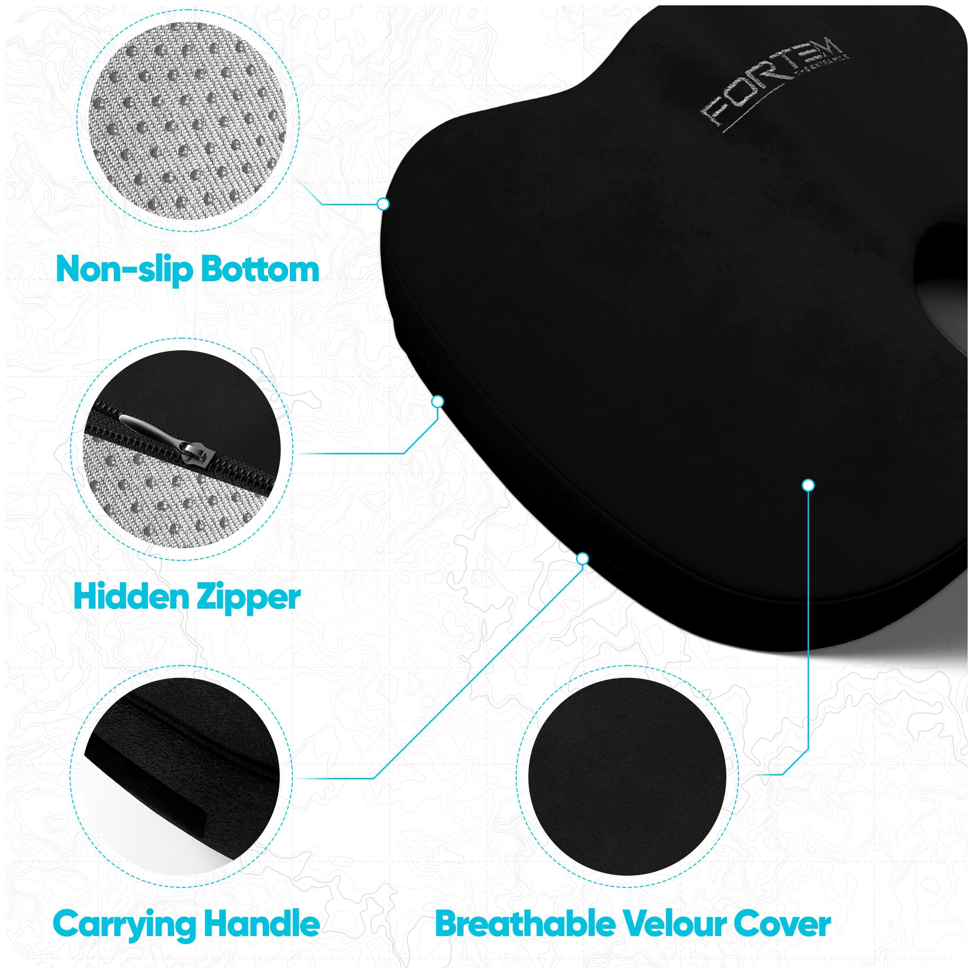 FORTEM Seat Cushion & Lumbar Support for Office Chair, Car Seat Combo