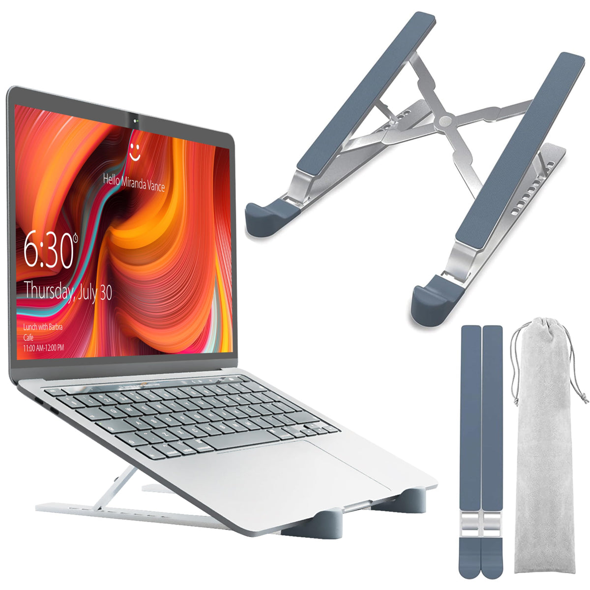 TechShak Adjustable Laptop Riser for Desk - Aluminum Ergonomic Computer Stand for Home Office, Ventilated Macbook Stand & Holder for Lenovo, Dell, HP