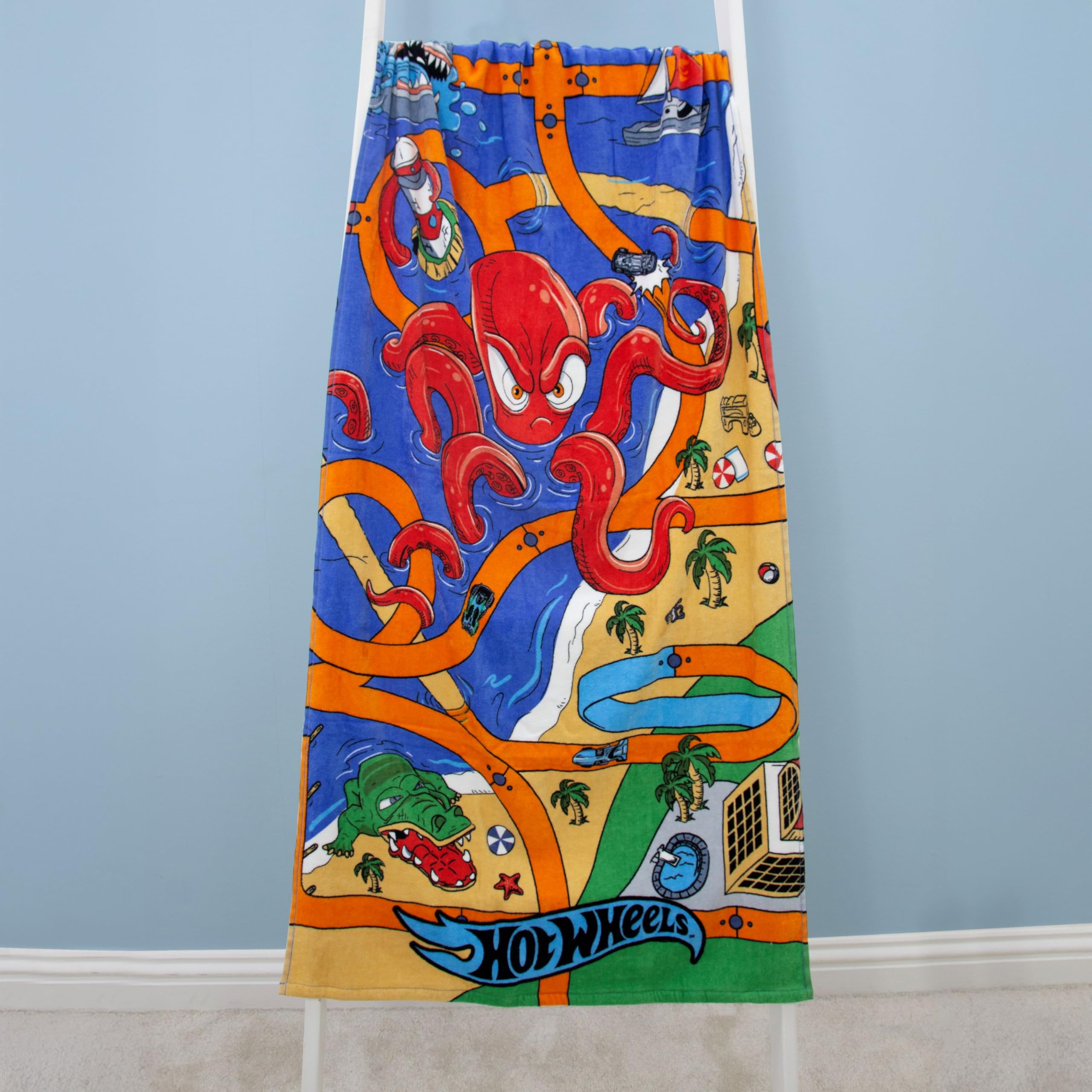 Character World Hot Wheels Officially Licenced Kids Towel | Super Soft Feel | Creature Design | Perfect The Home, Bath, Beach & Swimming Pool
