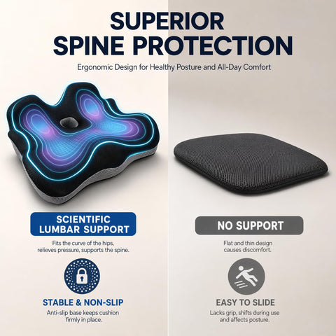 AmzHandler Memory Foam Seat Cushion, Comfort Chair Pad for Home, Office, Car and Daily Use, Ergonomic Support Cushion for Driving and Sitting, Black