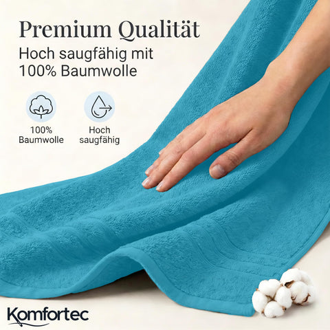 Komfortec Jumbo Bath Towels, 100% Cotton, Quick Dry, 80x200, Turqoise