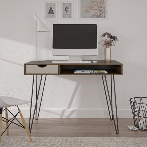 Novogratz Dorel Home Harmony Desk with Storage Brown Oak Look, 104 x 49 x 77cm (W x D x H)