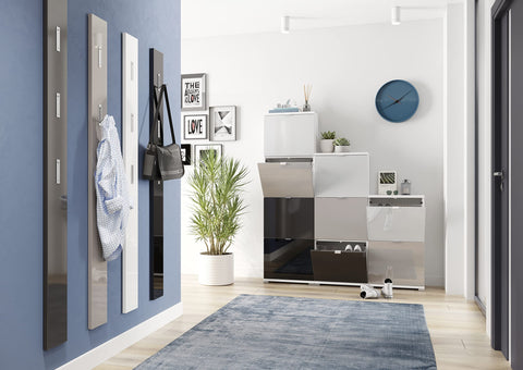 Germania wardrobe panel 3255-547, with THREE fold-out metal clothes hooks, in high-gloss anthracite, 15 x 170 x 3 cm (WxHxD)