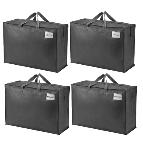 VENO 4 Pack 105L Large Storage Bags, Duvet Storage Bag King Size for Moving, Underbed Storage Bags for Bedding, Laundry Packing Boxes Clothes, Duvets