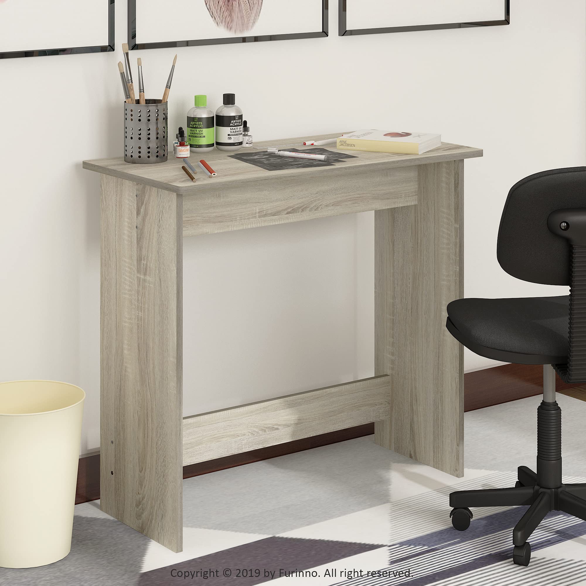Furinno Simplistic Computer Desk, Study Desk, Writing Desk, Sonoma Oak, 39.1 (D) x 79.5 (W) x 75.7 (H) cm