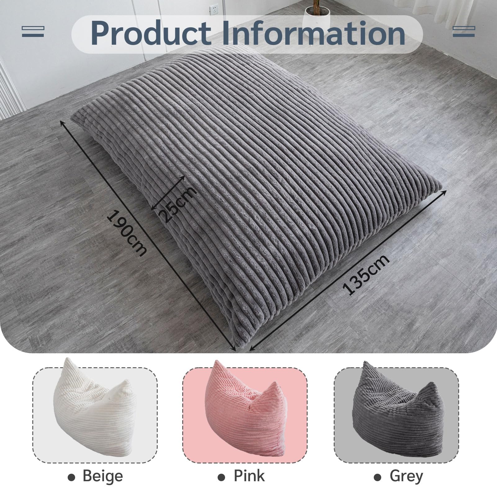 MAXYOYO Bean Bag Chairs, Bean Bag Bed for Adults High-Density Foam Filling, Convertible Sofa Bed Faux Fur, Giant Bean Bag Chairs for Adults