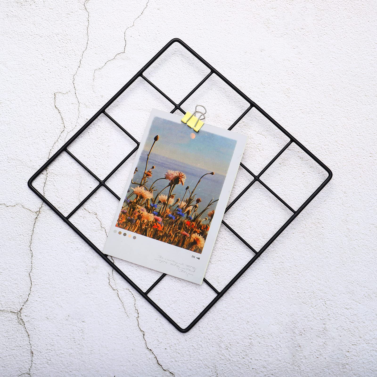 PATIKIL 8"x8" Wire Grid Panel, 1 Pack Wall Grid Decorative Panels Board Photo Pictures Display Decor Hanging Organizer for Home Office, Black