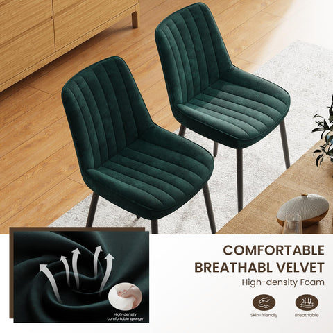 COLAMY Velvet Dining Chairs Set of 2, Velvet Chairs for Dining Room with Metal Legs and Thick Seat Cushion