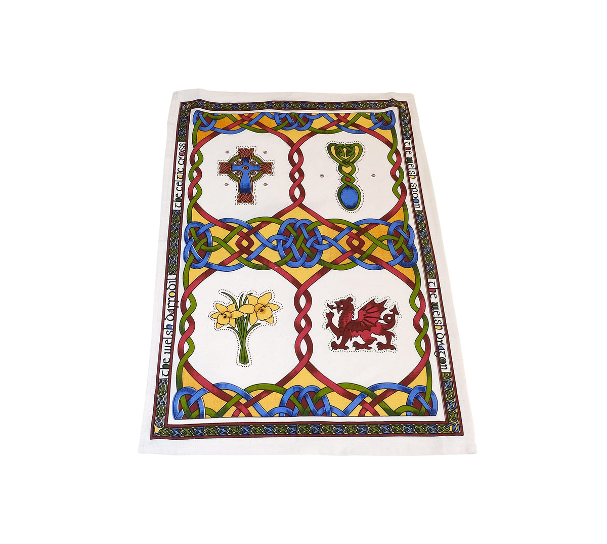 IslandCraft Celtic Weave Welsh Emblems Cotton Tea Towel [ISL]