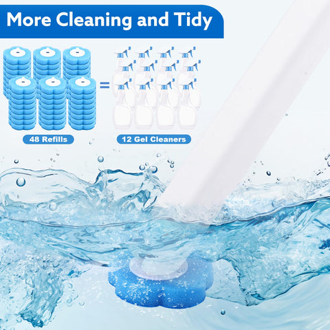 wlich Disposable Toilet Brush, Bowl Toilet Brush with 48 Refills & 1 handle