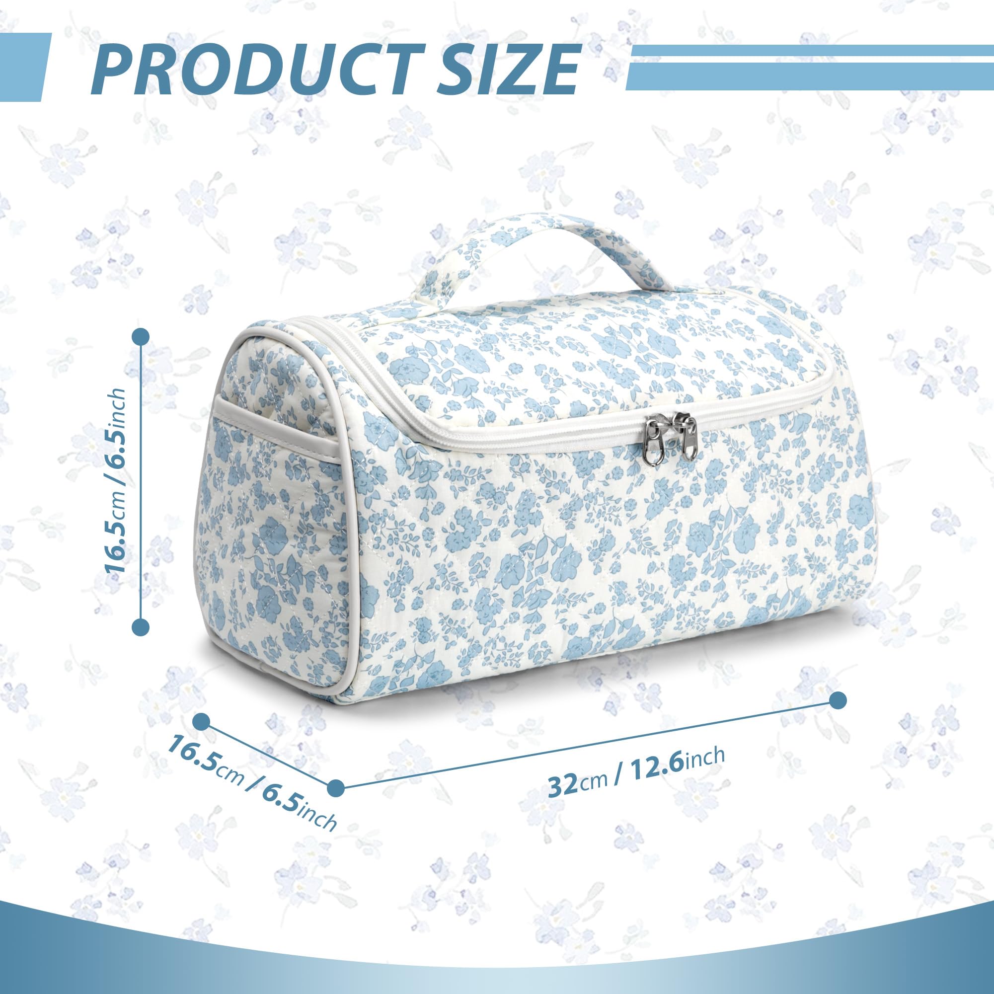 Linpr Travel Hair Dryer Bag with Hook for Dyson Airwrap Styler, Flower Blue