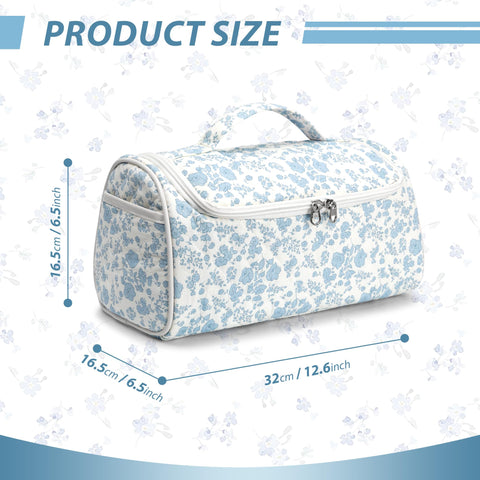 Linpr Travel Hair Dryer Bag with Hook for Dyson Airwrap Styler, Flower Blue