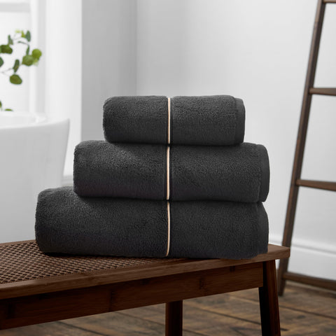 Bianca Zero Twist Satin Stitch Cotton 50x90cm Hand Towel Black
