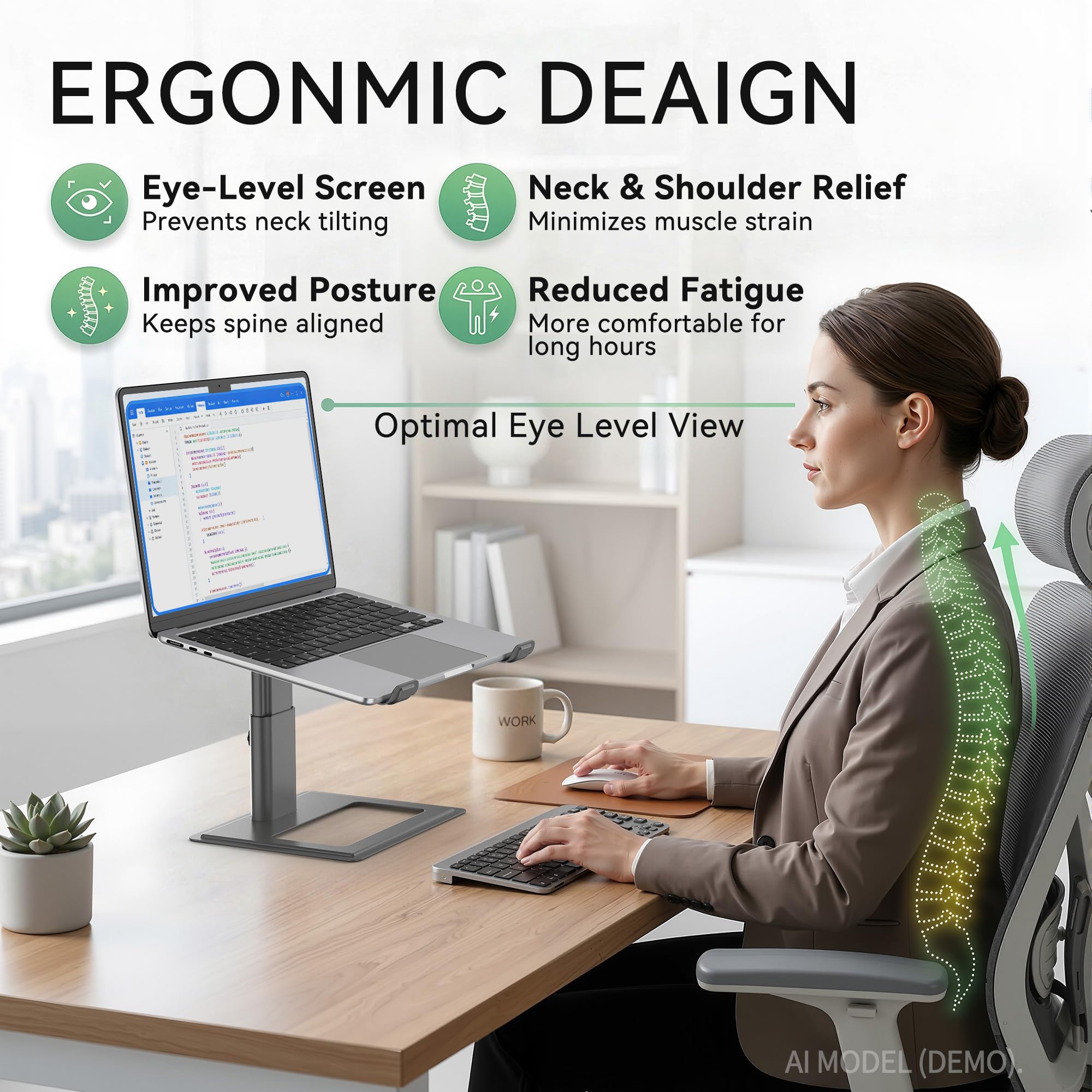 SOUNDANCE Adjustable Laptop Stand for Desk, Computer Stand, Ergonomic Laptop Riser Holder Compatible with 10 to 17.3 Inches Notebook PC Computer
