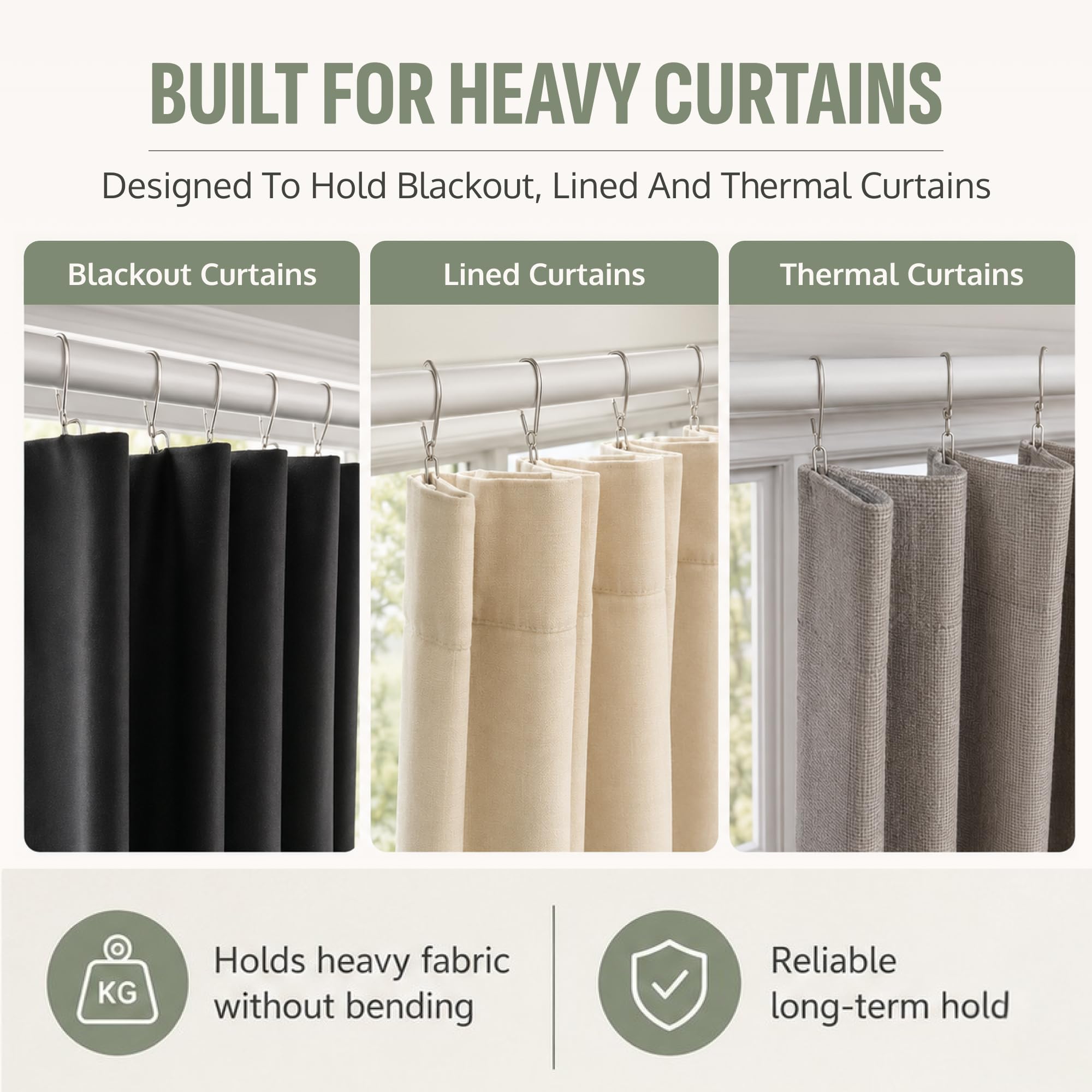Metal Curtain Hooks - Heavy Duty Zinc Pin Hooks, 50 Pack Curtain Pins for Pencil Pleat & Pinch Pleat Heavy Lined Curtains, Heading Tape, Tracks